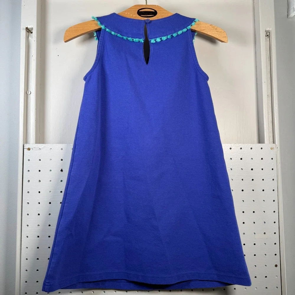 Gymboree Shift Dress Size 8 Blue Safari Embroidered Tassel Sleeveless‎ Summer